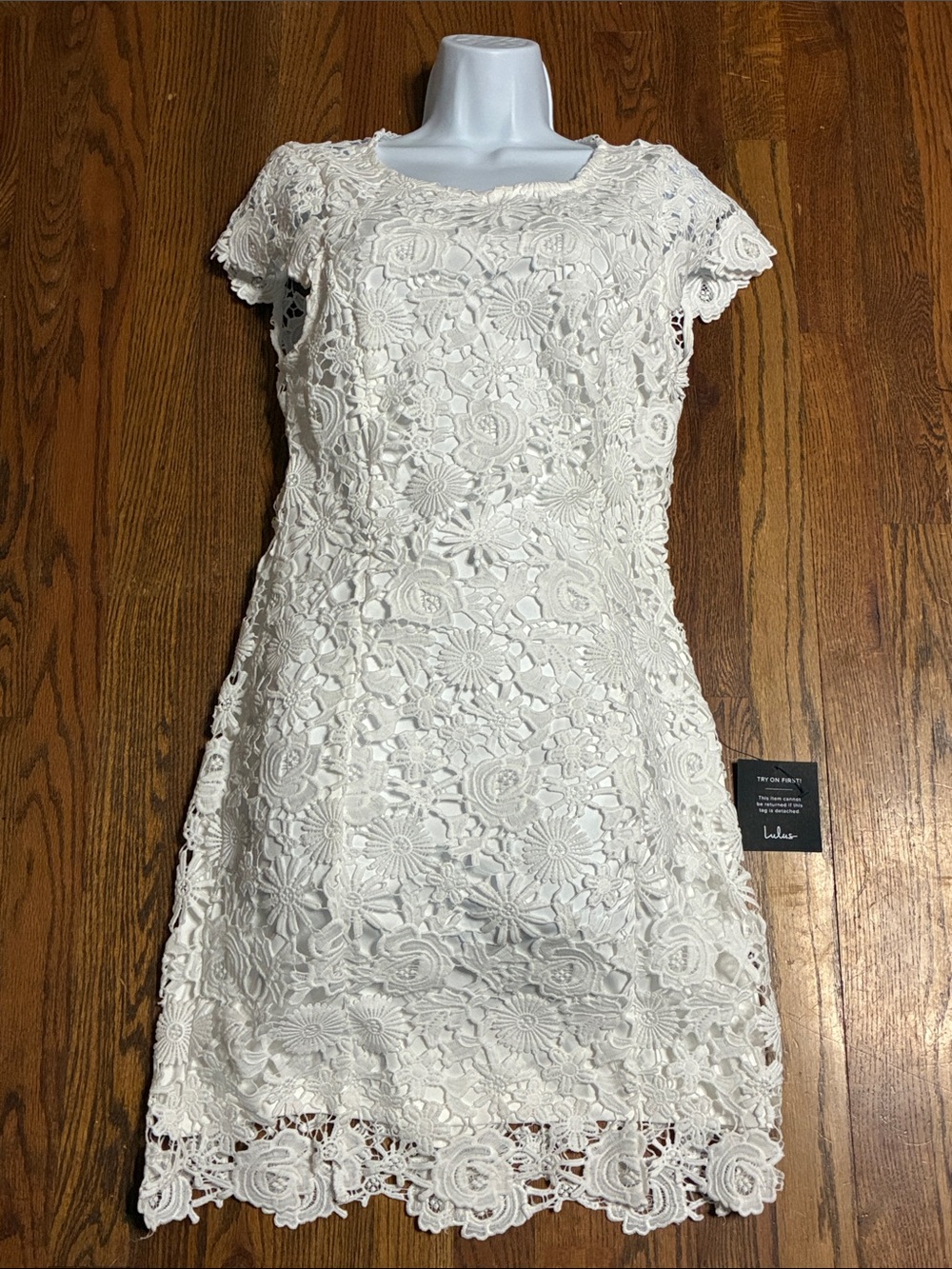 Lulu's White Floral Crochet Mini Dress
